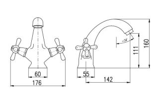 Смеситель для раковины Rav Slezak Morava retro MK128.5SM бронза